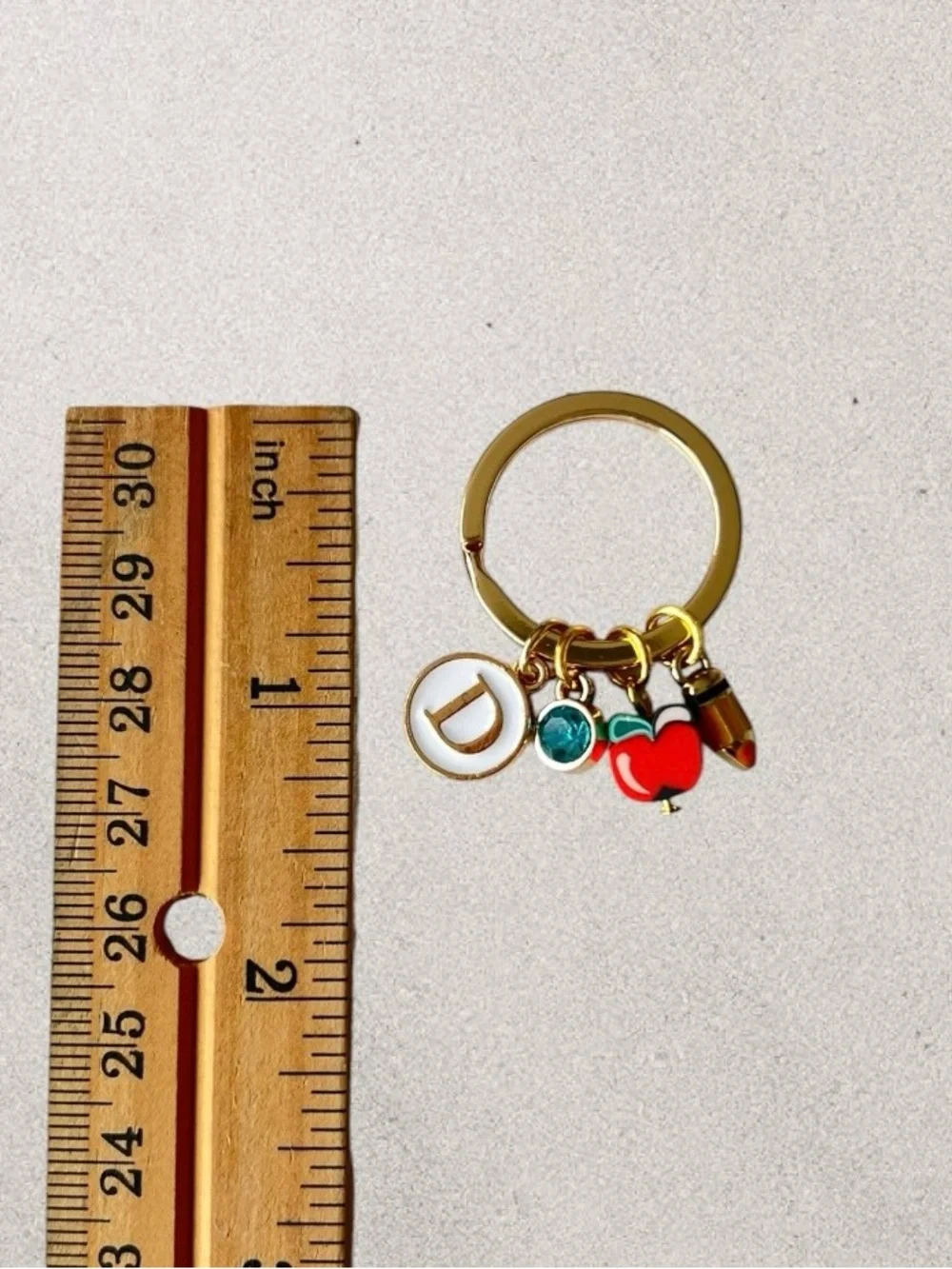 Monogram Mug Charm Keychain - Personalized Initial Letter in Gold & White
